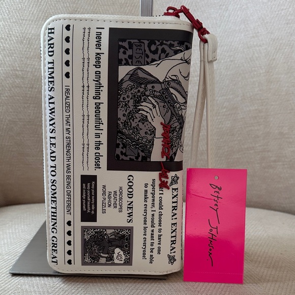 Betsey Johnson Handbags - Betsey Johnson Black and White Newspaper Wristlet